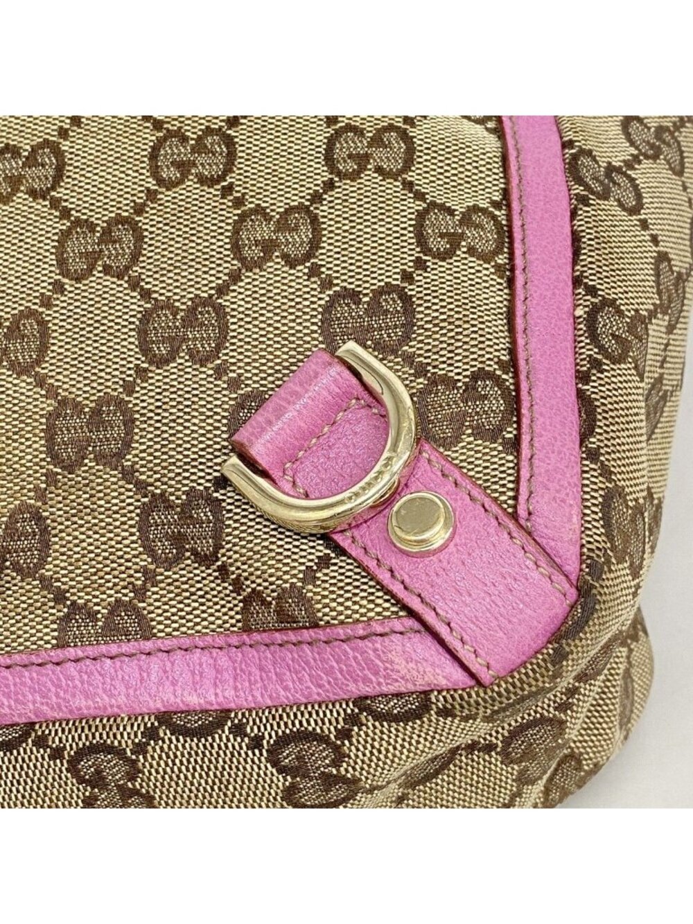 Gucci Tote GG Canvas Abbey Brown Purple Champagne Gold - Picture 7 of 10